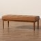 Baxton Studio Sanford Mid-Century Modern Tan Faux Leather and Walnut Brown Finished Wood Dining Bench 184-11348-Zoro - alternate 5